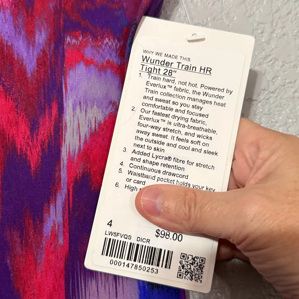 Lululemon Wunder Train HR Pant 28” size 4 in digital pink multi - Image 3