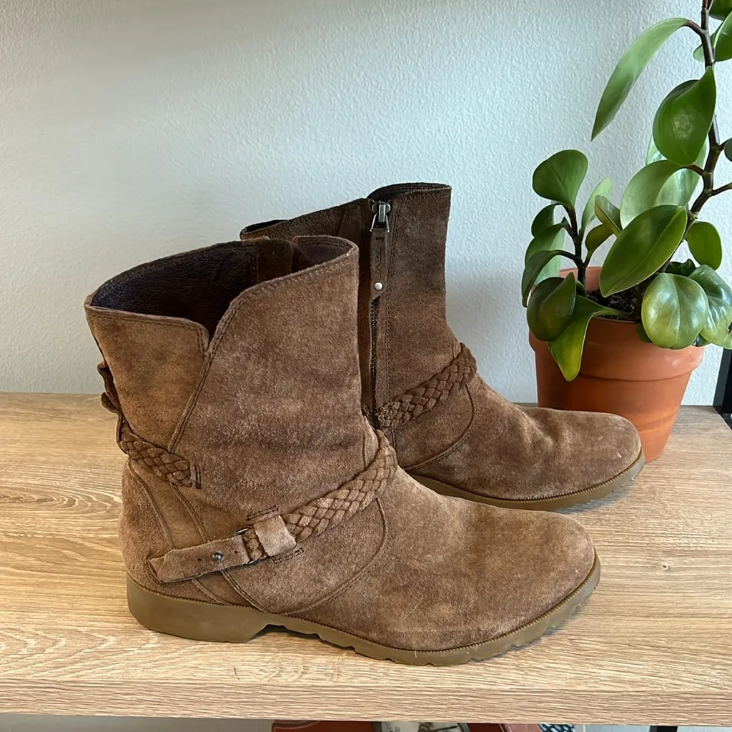 Teva Women's Delavina De La Vina Brown Suede Side Zip Ankle Boots/Booties, 9.5 - Image 4
