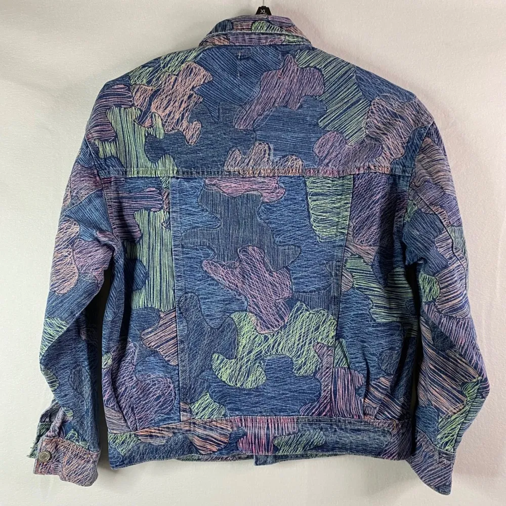 Signature 8 Denim Jacket Pastel Print Women's Jean Jacket Casual Easter Sz S NWT Blue - Image 5