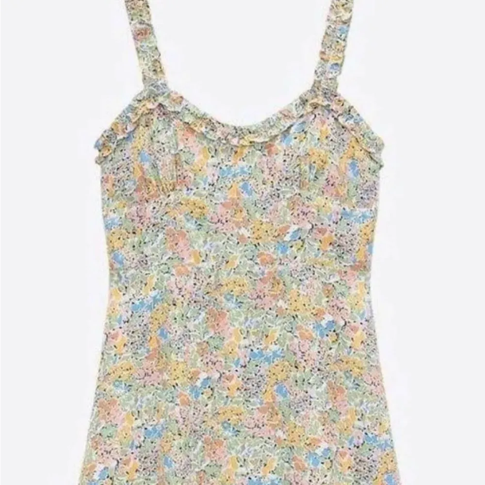 Zara Floral Printed A Line Ruffle Summer Mini Dress S - Image 9