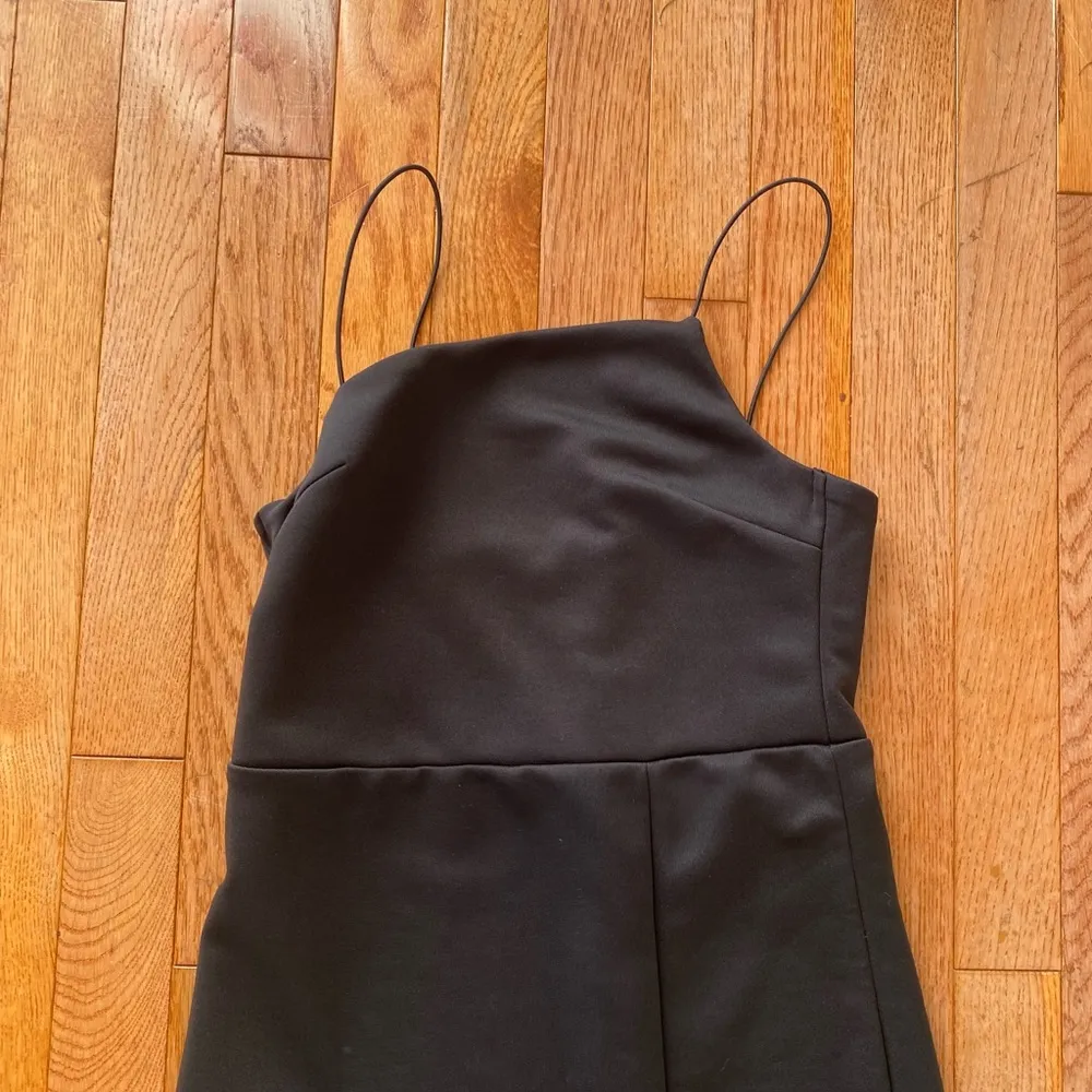 black asymmetrical neckline formal midi dress - Image 3