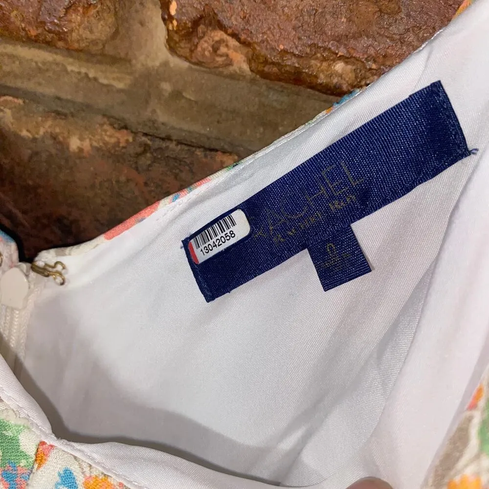 Rachel Roy White Floral Cold Shoulder Chiffon Midi Dress Women's Size 0 - Image 6