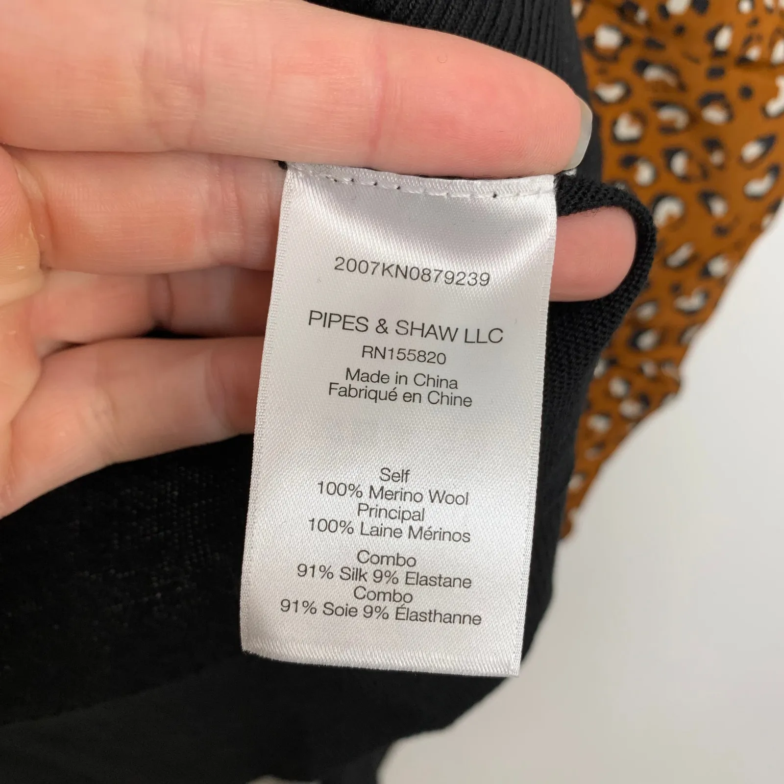 Veronica Beard Adler mixed media leopard sweater Black Orange Merino Wool Small - Image 14