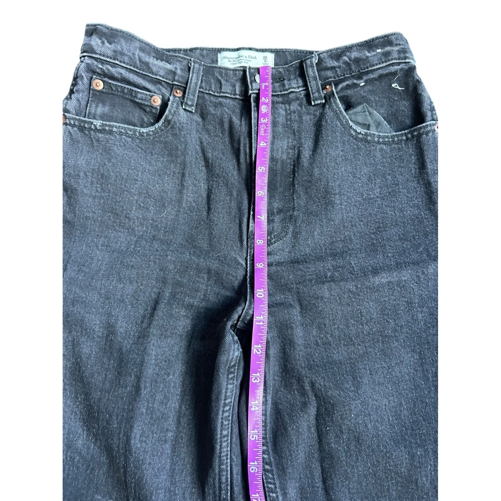 Abercrombie & Fitch The 90s Relaxed Jean Ultra High Rise Black Denim Size 28 - Image 8