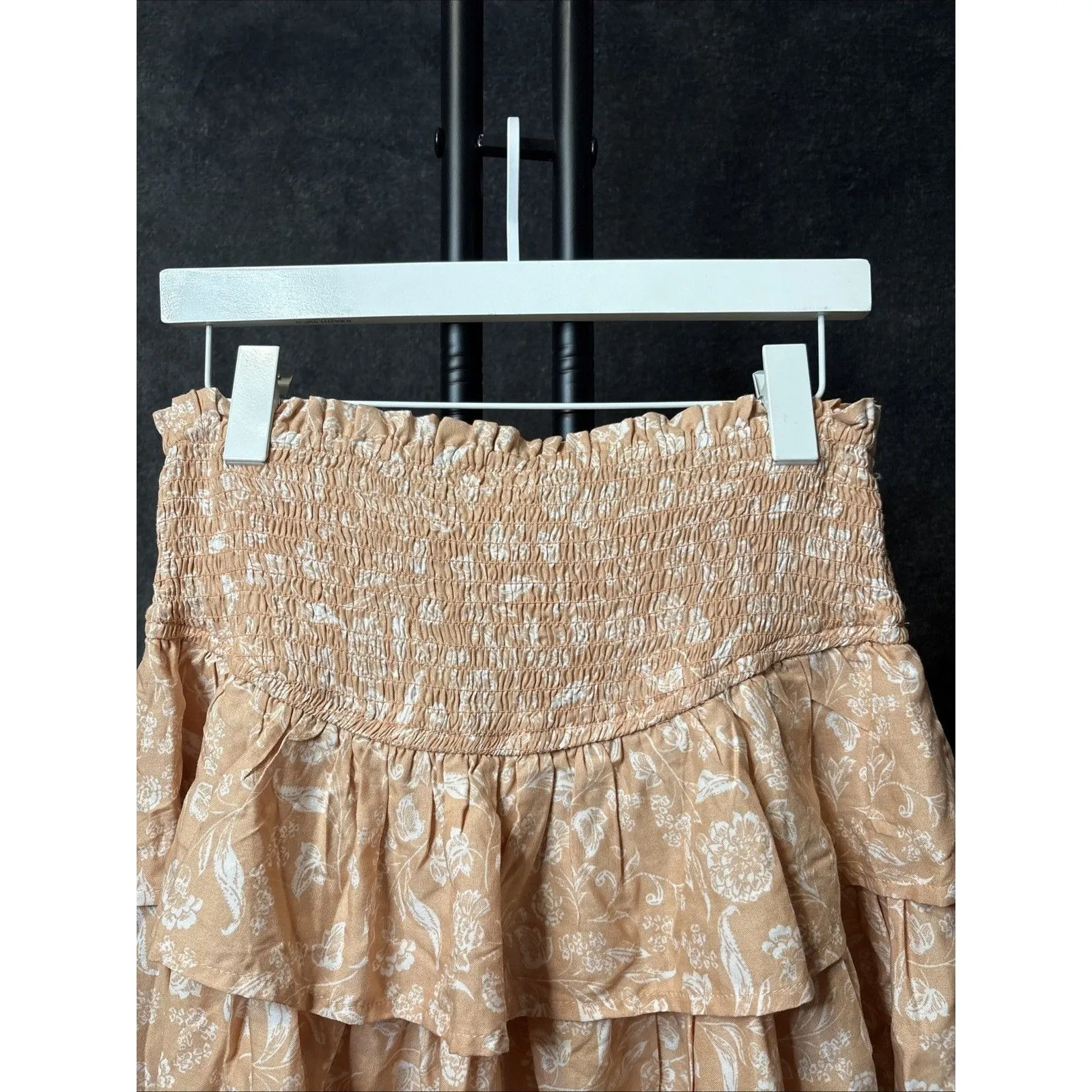 Japna Layered Mini Skirt Womens Large Pink Floral Smock Waist Pull On Ladies - Image 5