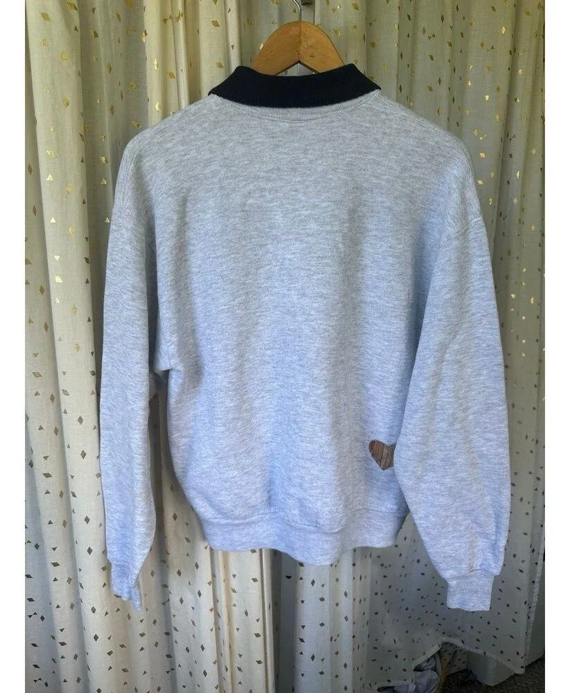 Vintage 90s Gopher Sport Handmade Quilt Stitching Collage Collar Sweatshirt M - Image 4
