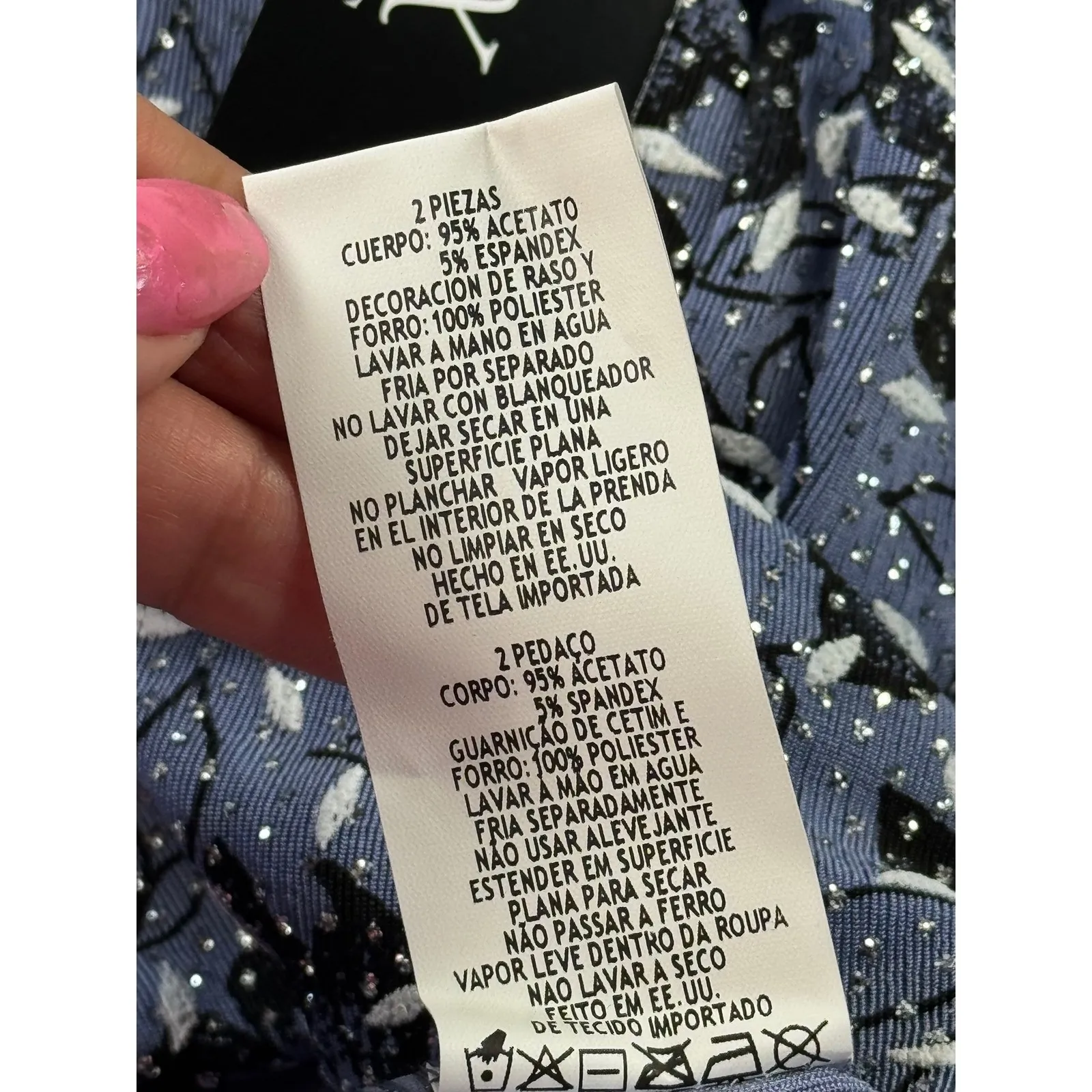 Alex Evenings Blue Floral Glitter 2 Piece Jacket Tank Top Set Women's Size S - Image 9