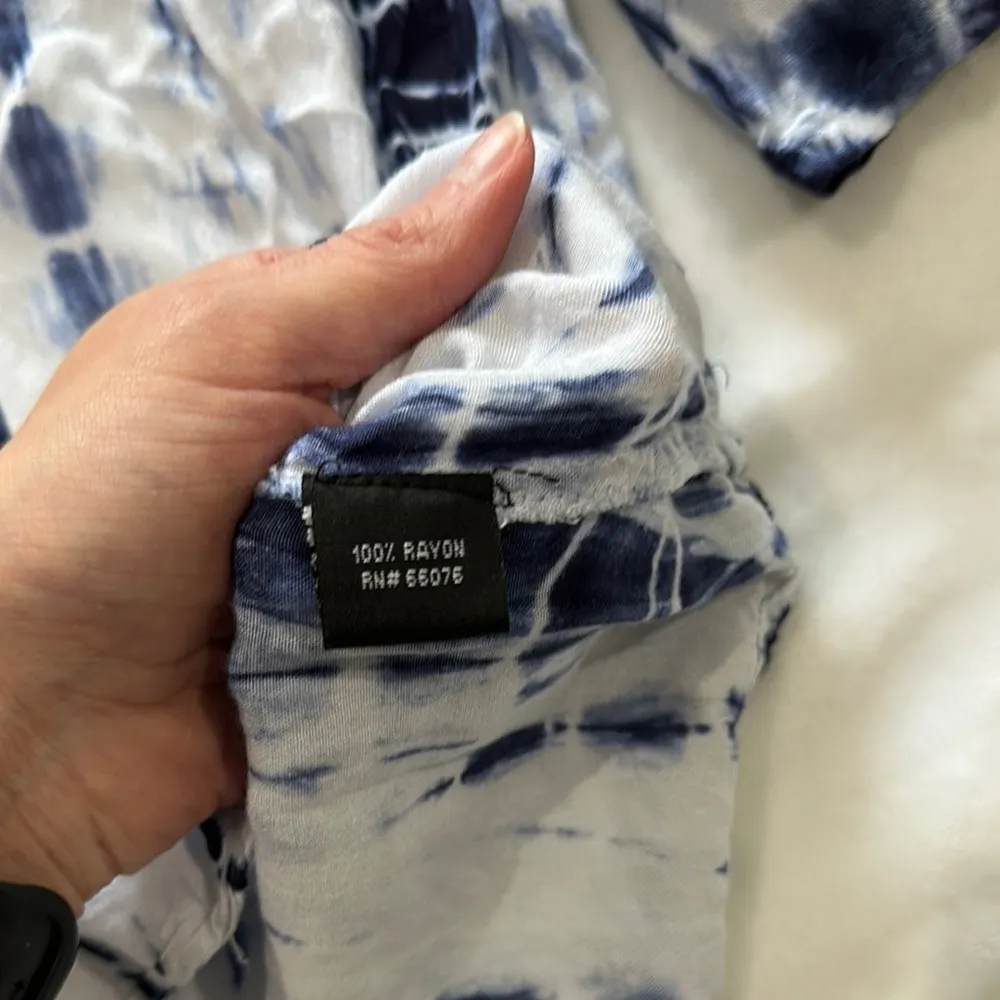 Altar'd State Blue and White Ruffled 3/4 Sleeve Blouse/Dress/swim suit cover-up - Image 8