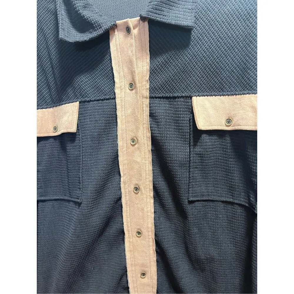 Grey Full Button Up Top Woman’s Size XL Gray - Image 5