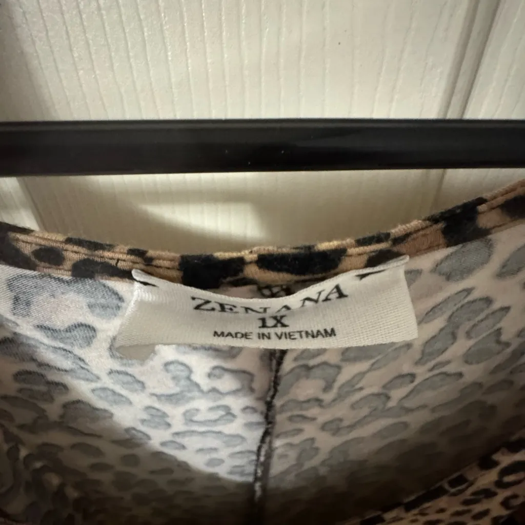 Zena Leopard Print Tank Top Brown Size 1X - Image 2