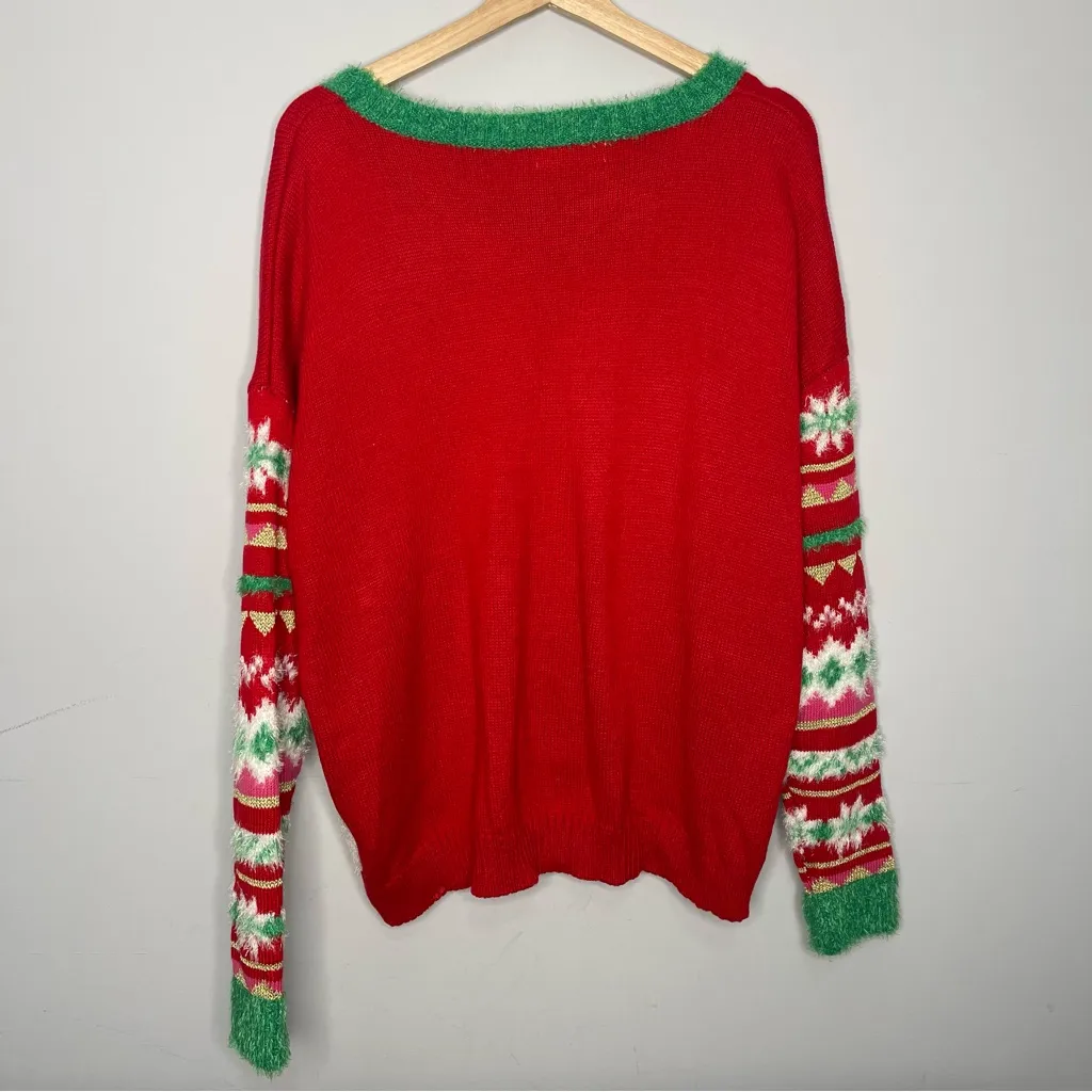 It’s Our Time Red Llama Ugly Christmas Sweater (2X-Large) - Image 4