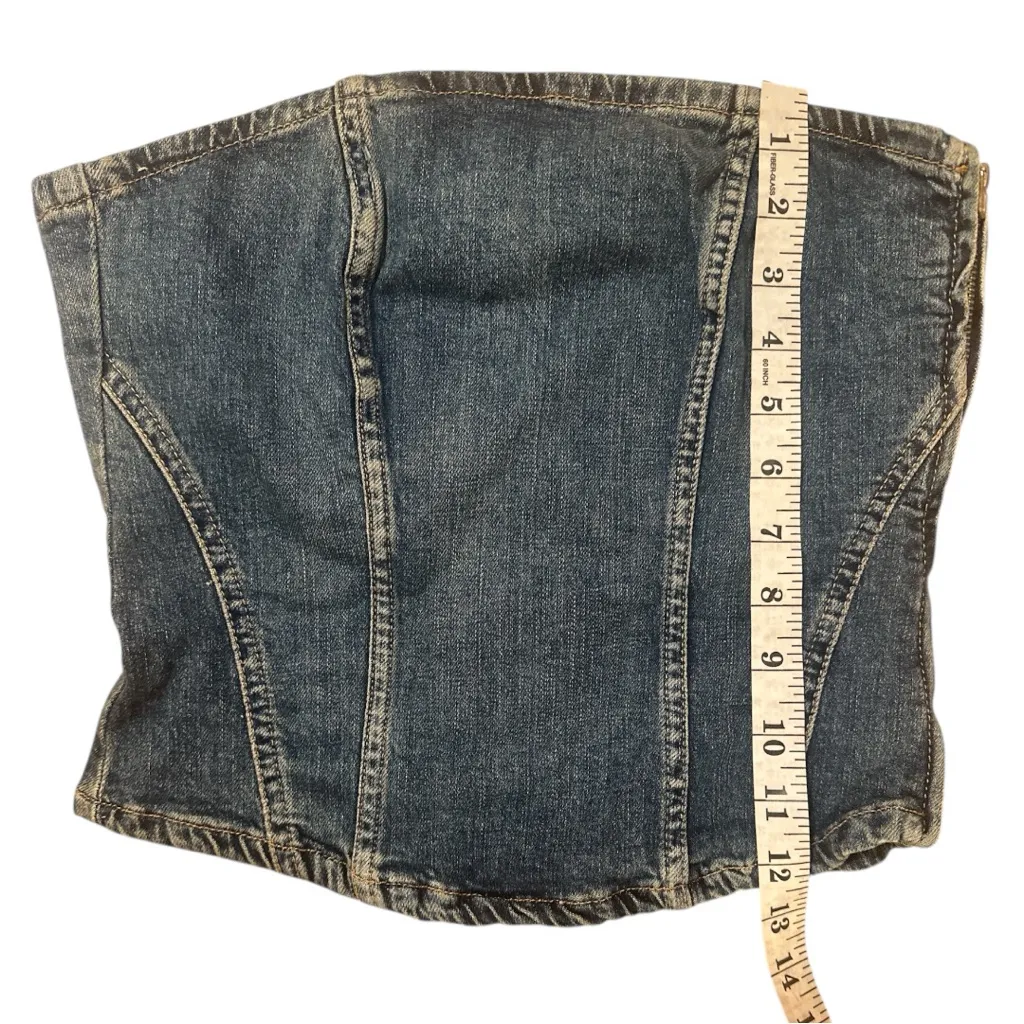 ZARA Denim Corset Bustier Tube Top M NWT 99% Cotton Blue Y2K - Image 5