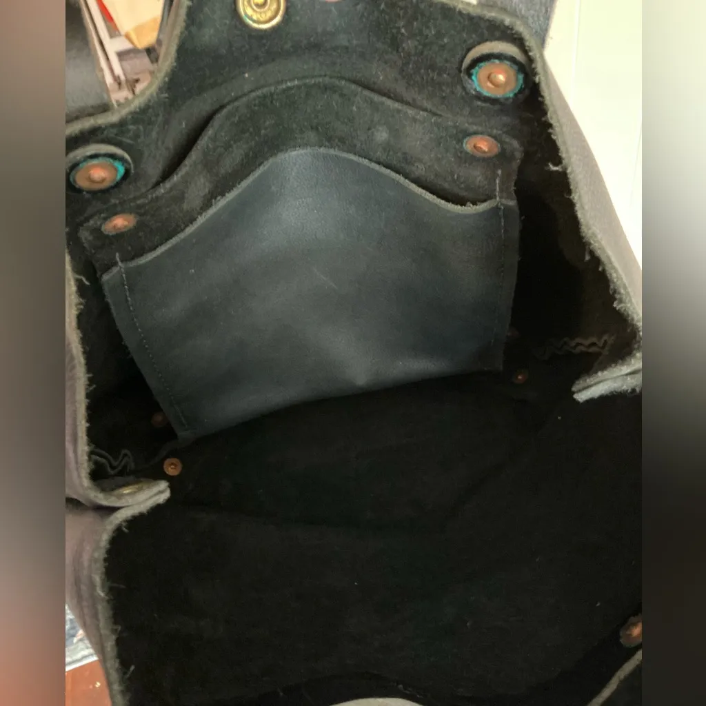 A Very Rare Beautiful KMM Co. Leather Black Tote with Tassle Handbag Tote Bag - Image 6