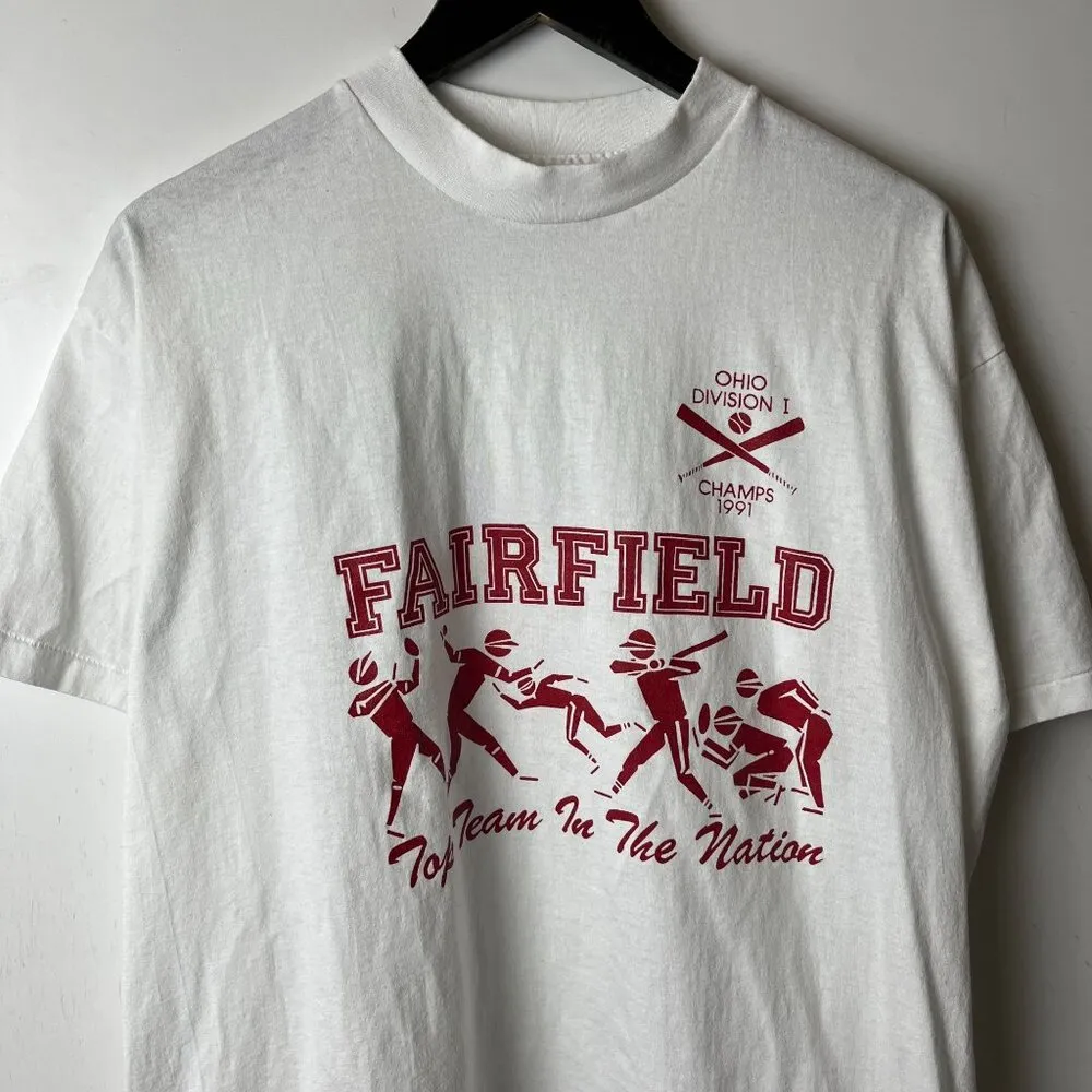 Fairfield Ohio T Shirt 1991 Vintage 90s White Large L USA Single Stitch Solid - Image 11
