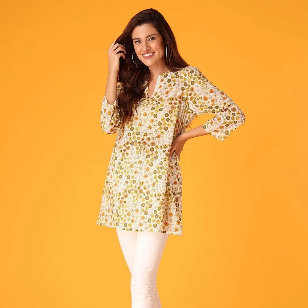 Retro Floral Mahogany Blouse Green Size M - Image 4