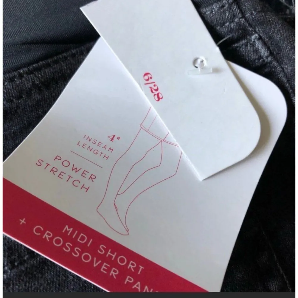 **BLUE JEANS SHORTS** NWT Maternity Crossover Panel Midi Jean Shorts - Image 4