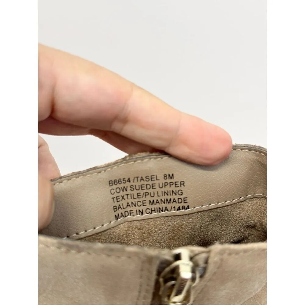 Blondo Booties Size 8 Tan Cow Suede Ankle‎ Boots Block Heel Pull On Side Zip - Image 8