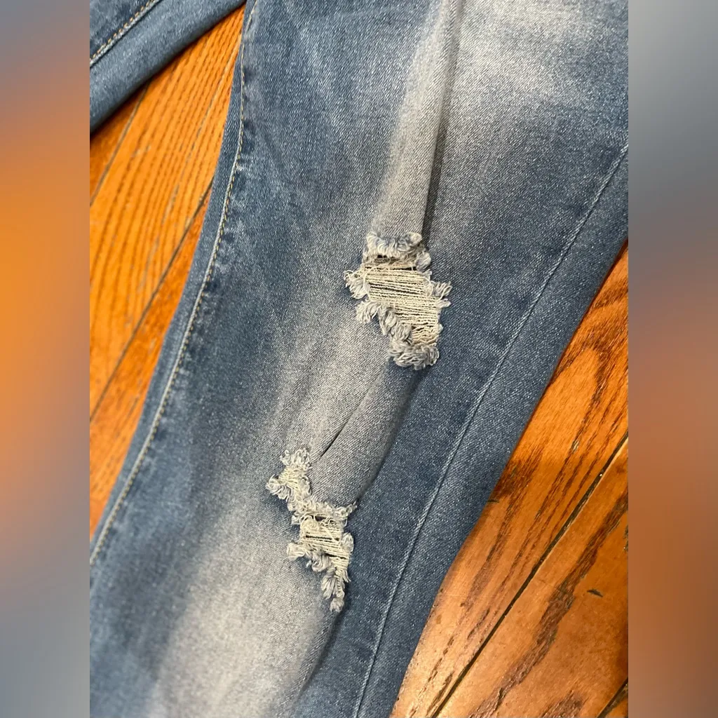 Almost Famous Distressed Blue Flare Jeans - Image 8