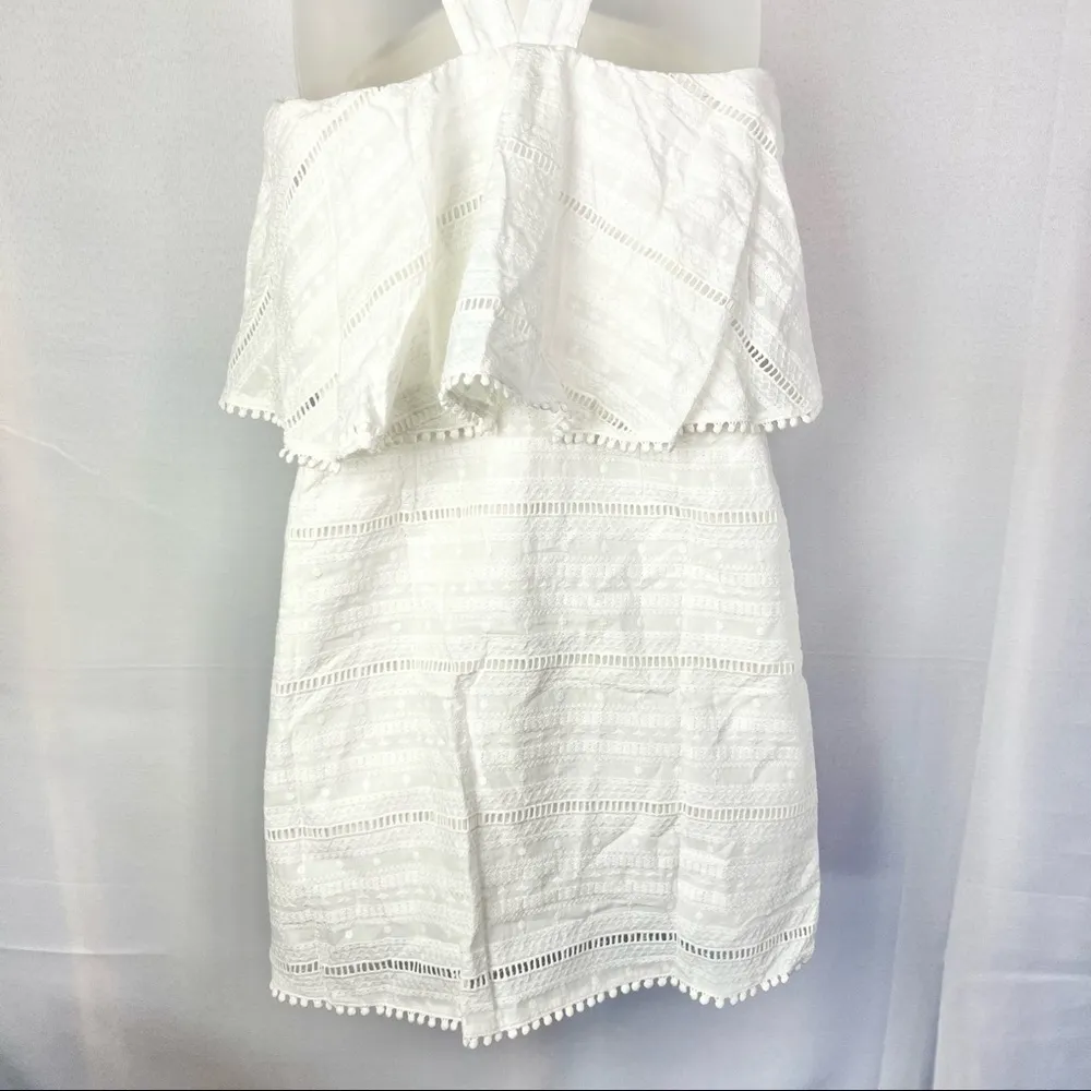 NEW Chelsea28 White Halter High Neck Eyelet Lace Mini Dress M - Image 7