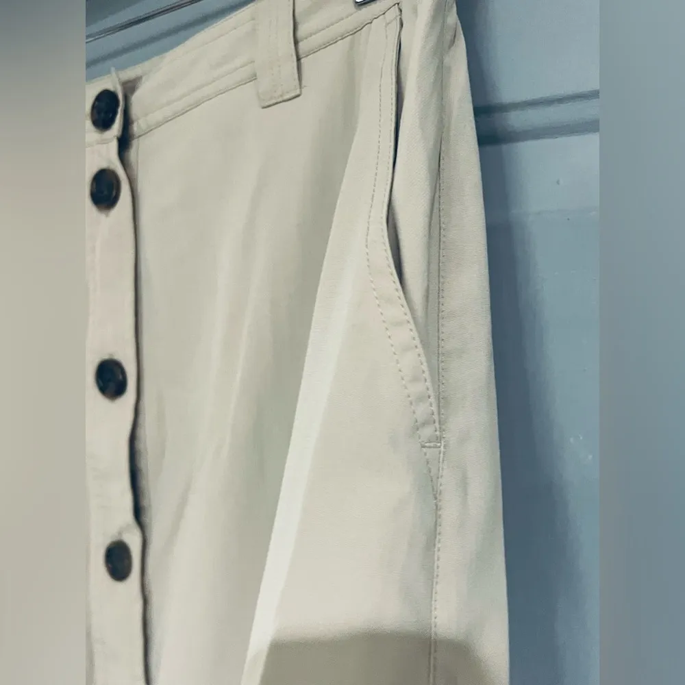 TravelSmith Vintage Skirt Womens 14p Petite Button Down Maxi Midi light brown - Image 6