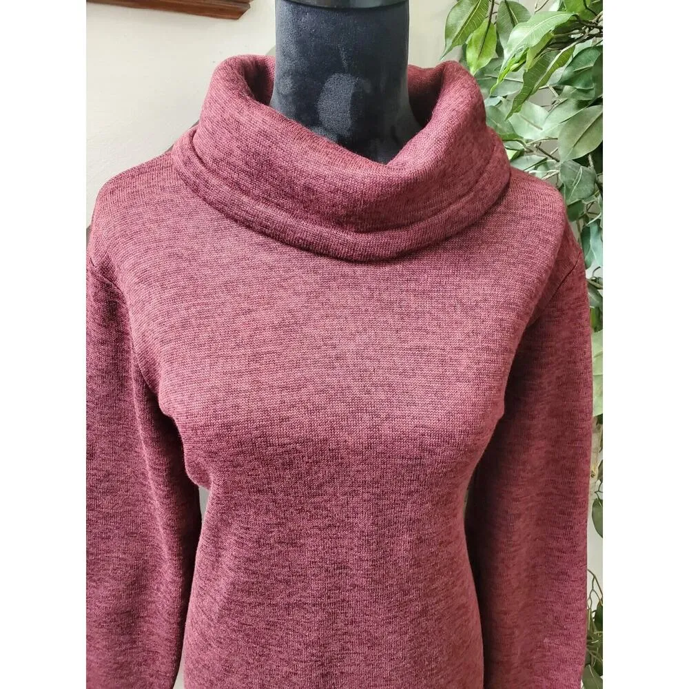 Land's End Women's Maroon Polyester Turtleneck Long Sleeve Pullover Sweater L Red Size L - Image 3