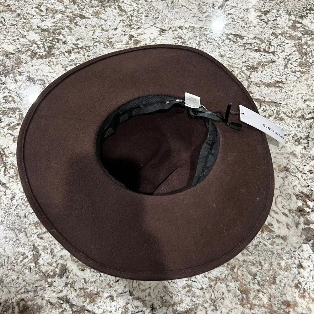 Eugenia Kim Velma Croc Trim Band Wool Cowboy Hat in Chocolate - Image 7