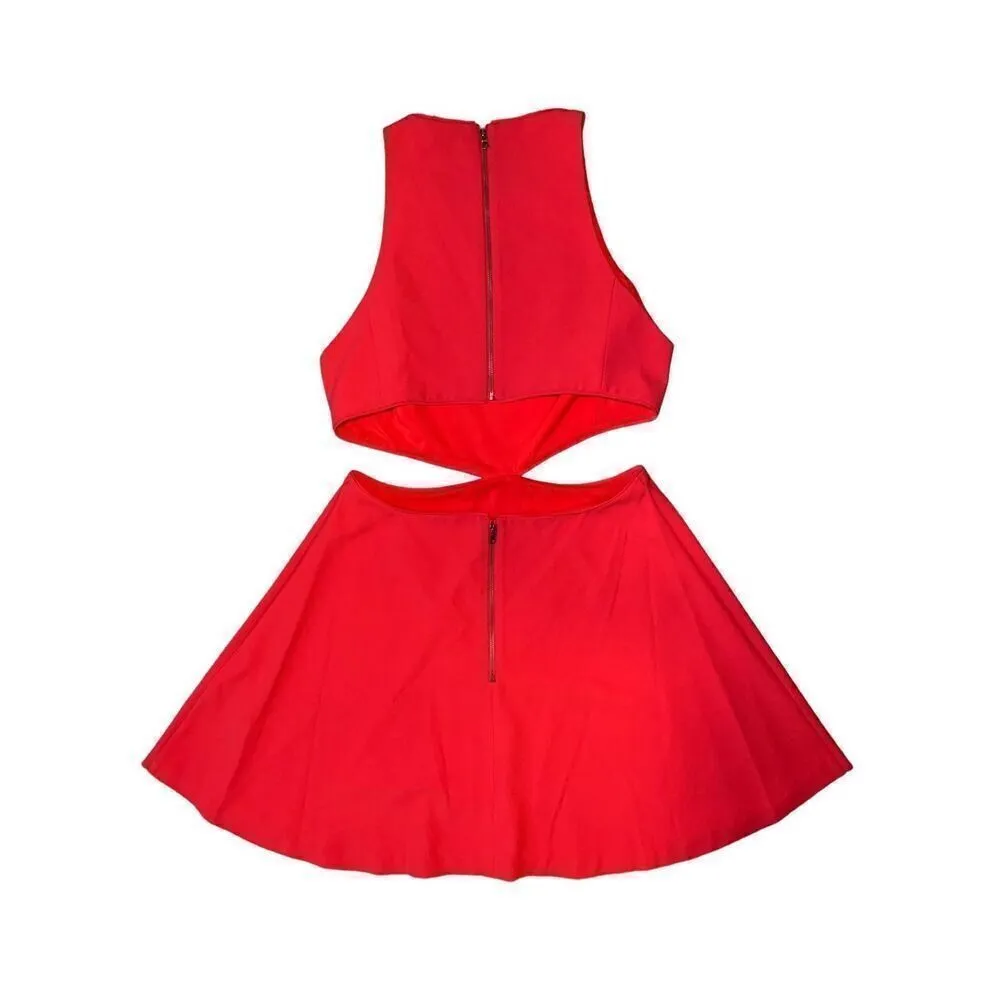 Alice+Olivia Red Cara cut-out flare mini dress - Image 6