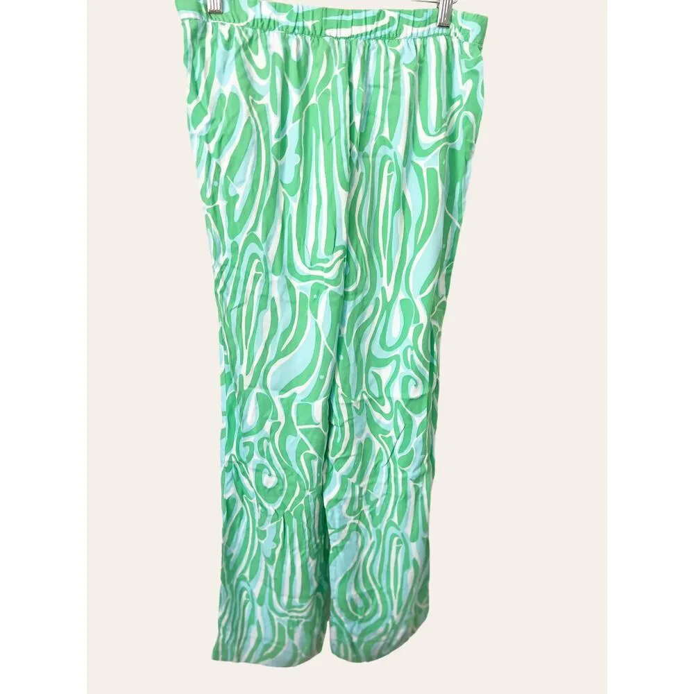 Lilly Pulitzer Cambridge Green Groovy Print Wide Leg Pull-On Palazzo Pant Size S - Image 2
