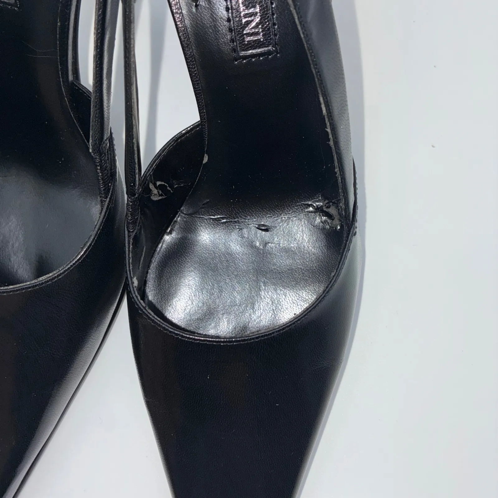 Enzo Angiolini Eaanara Womens 6M Black Leather Pointed Toe Slingback Heels Chic - Image 4