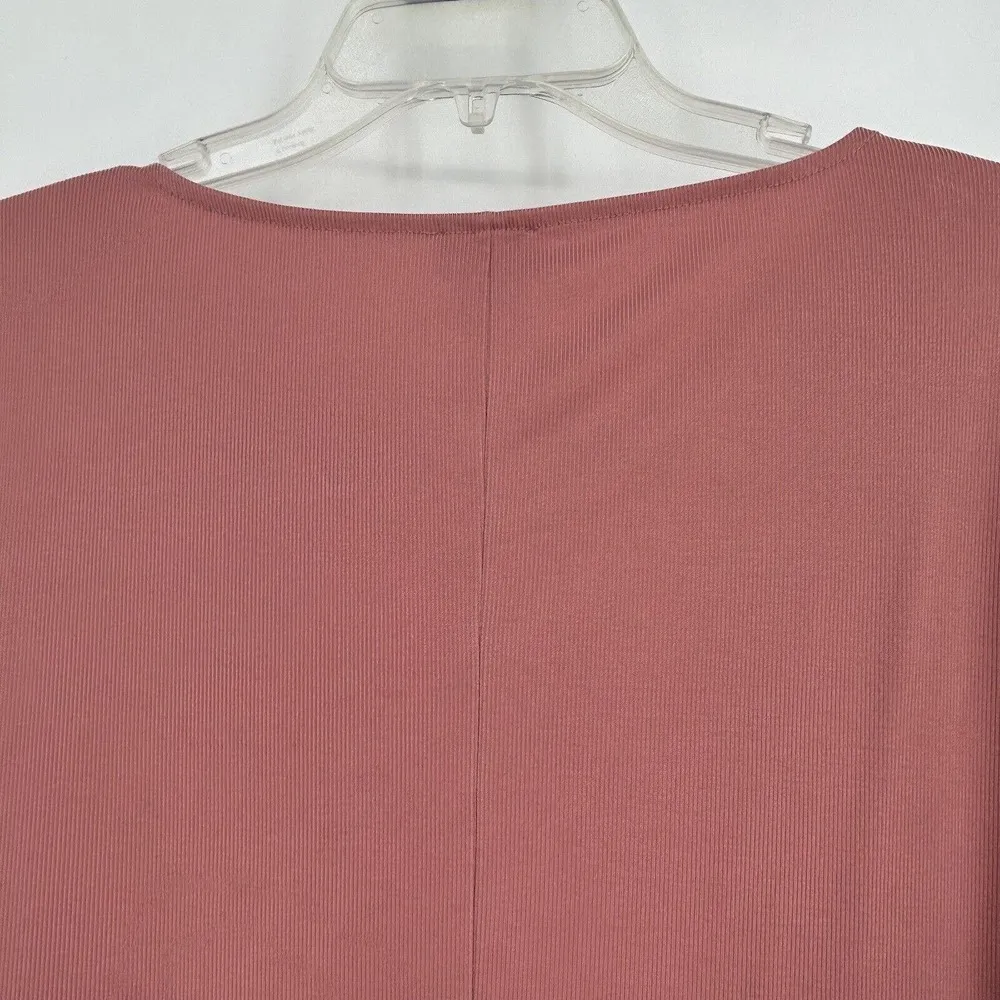 Chicos 0 Size S Sandwashed Beaded Tunic Pink Ribbed 3/4 Dolman Sleeves Boat Neck - Image 8