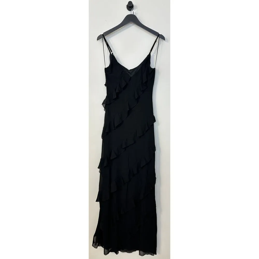 PETAL & PUP Ciao Ruffle Chiffon Gown in Black Size Large - Image 10