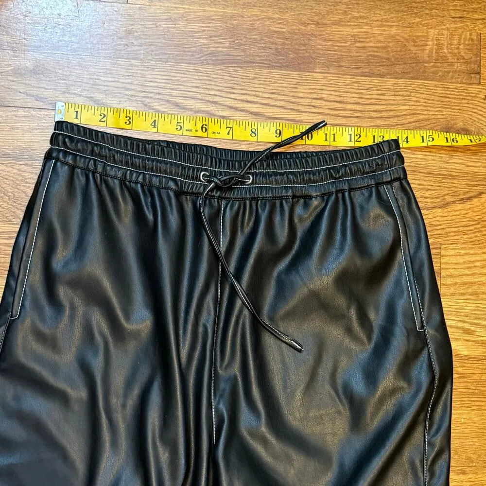 Noisy May Women’s Small Black Pleather Faux Leather Cargo Pants Pockets - Image 2