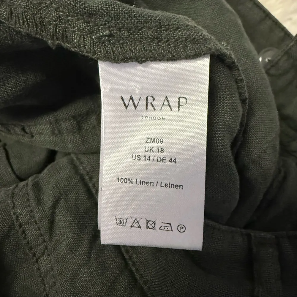 Wrap London 100% Linen Green Pants Taper Straight Women’s Size US 14 / UK 18 - Image 6