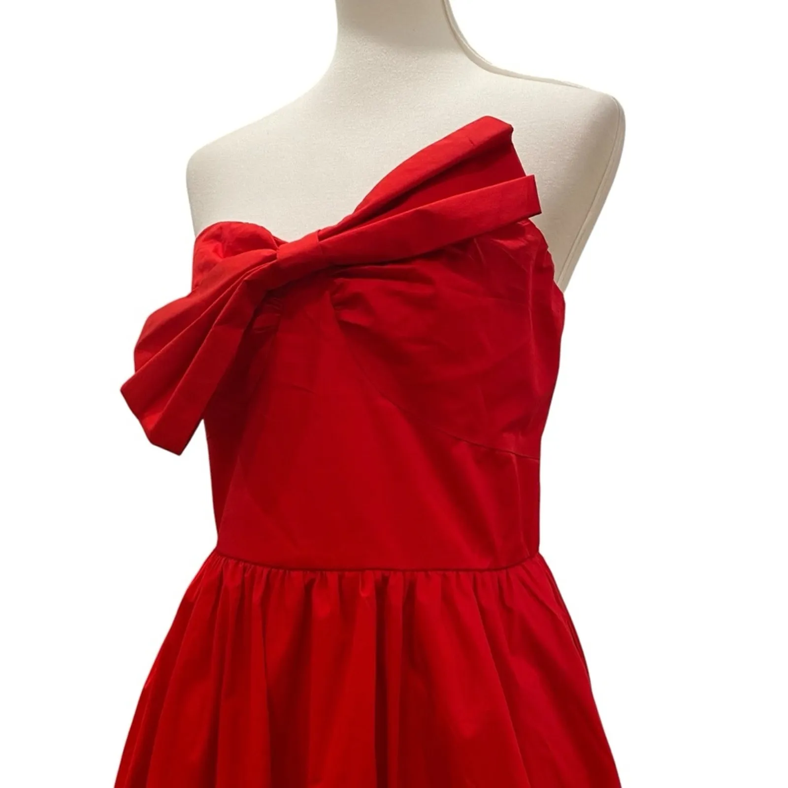 Fate Strapless Dress Large Midi Red Retro Cocktail Bow Party Valentine's Day 50s - Image 5