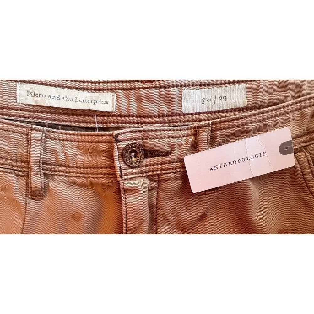 Pilcro And The Letterpress Beige Bronze Splatter Print Jeans NWT 29 - Image 7