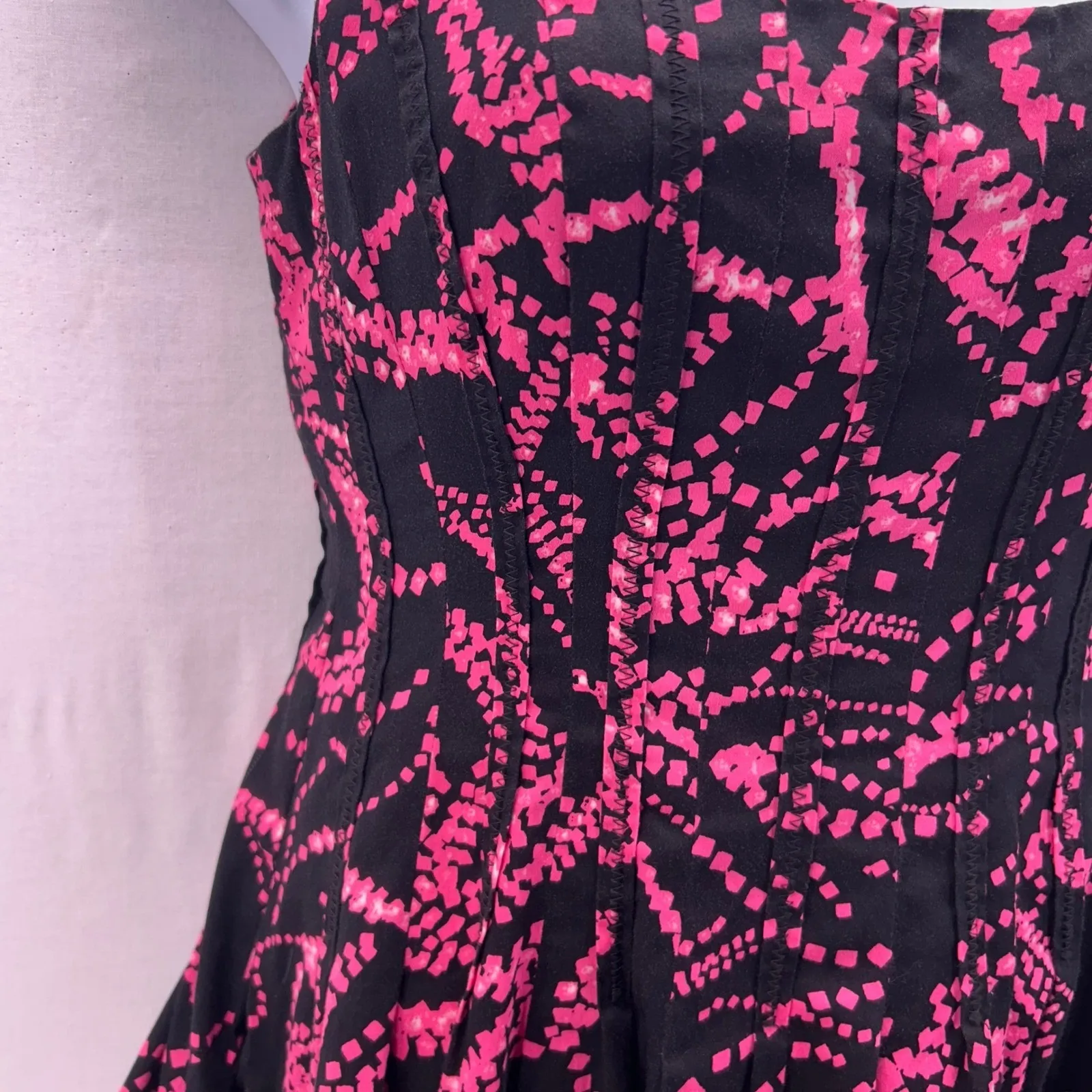 Jones New York Fit & Flare Dress Black Pink‎ 10 - Image 12