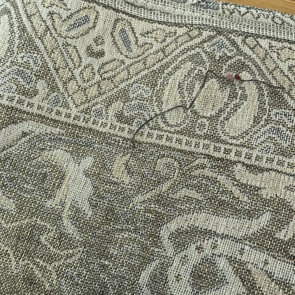 collectioneighteen beige brown tan paisley vintage scarf fringe soft beautiful - Image 6