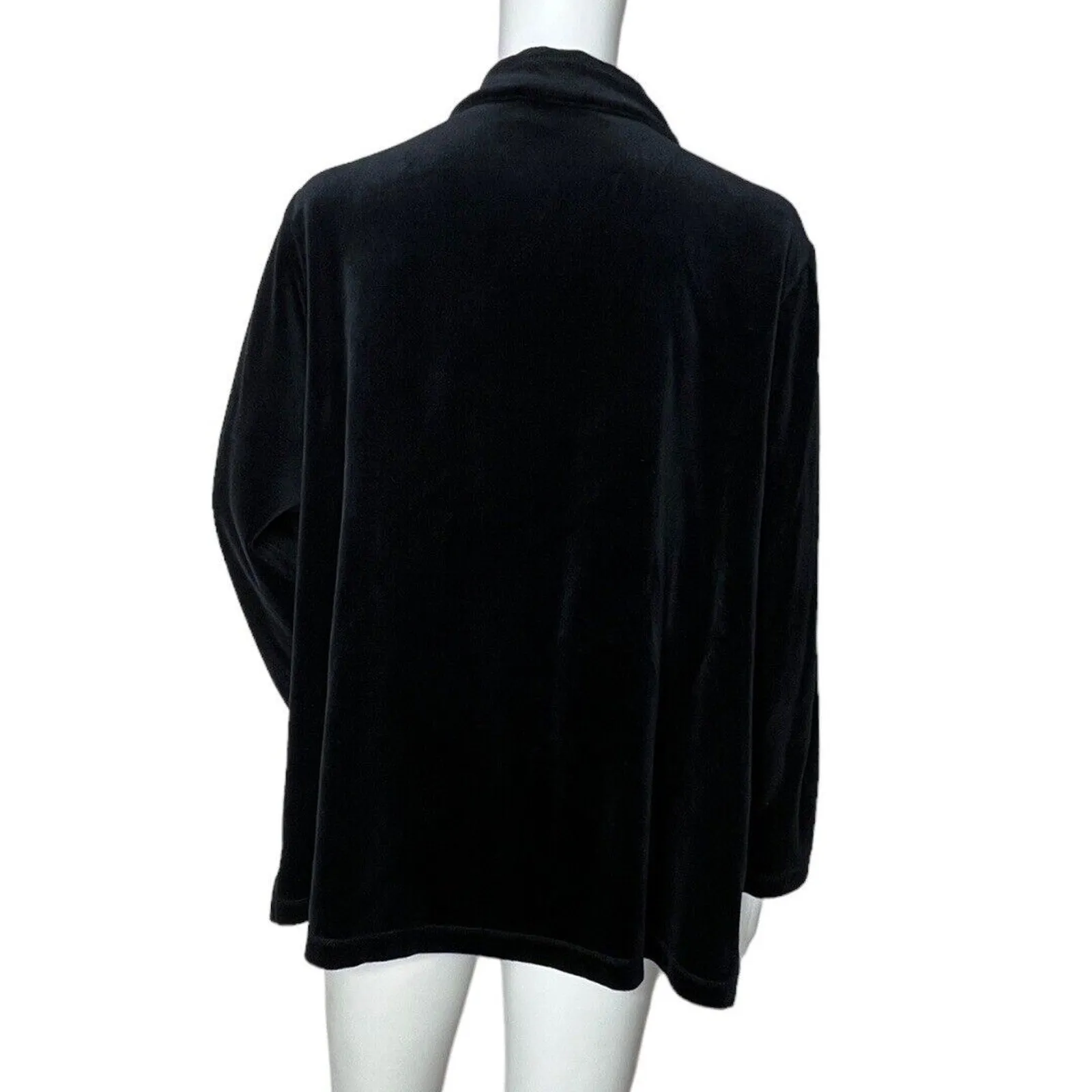 Catherines‎ Jacket Womens 14/16W Petite Black Velour Quarter Zip Pullover Casual - Image 3