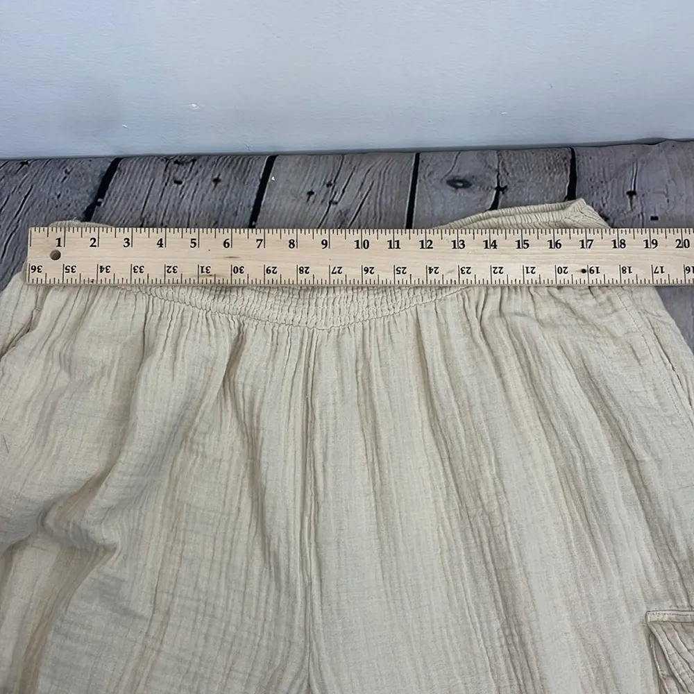 Aerie Women's Cream Pull on Cargo Pants wide leg  relaxed fit size XL fits 1X - Image 12