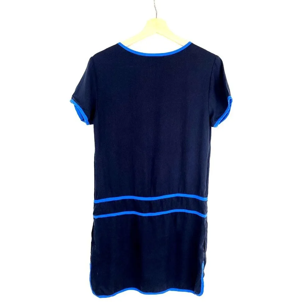 Lacoste Womens Shift Dress Lyocell Navy Blue Short Sleevesl Sz 34 XXS US2 - Image 2