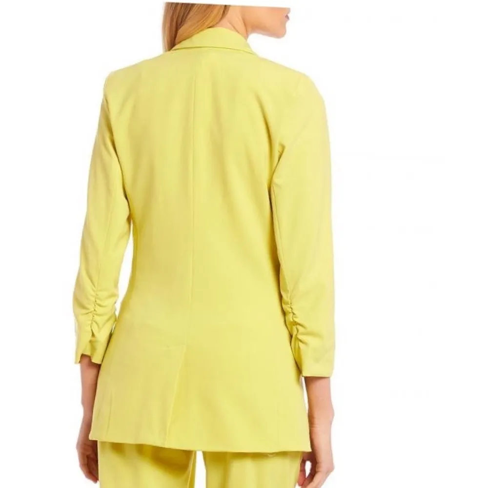 NWT Takara 3/4 Sleeve Ruched Blazer Yellow Small - Image 3