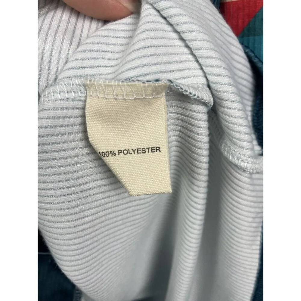 Rowdy Crowd Blue Western Aztec Soft Ribbed Velvet Long Sleeve Button Up Shirt L Size L - Image 3