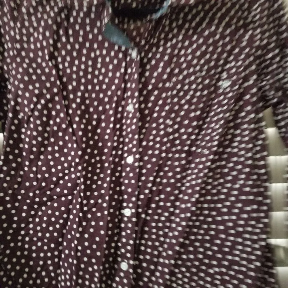 Tommy Hilfiger / M / Burgundy Polka Dot Button Up - Image 3