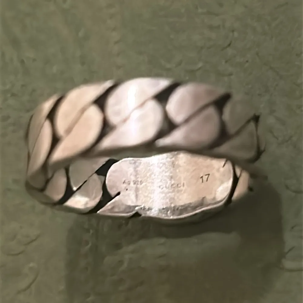 Gucci Sterling Silver Interlocking Curb Chain Ring - Image 12