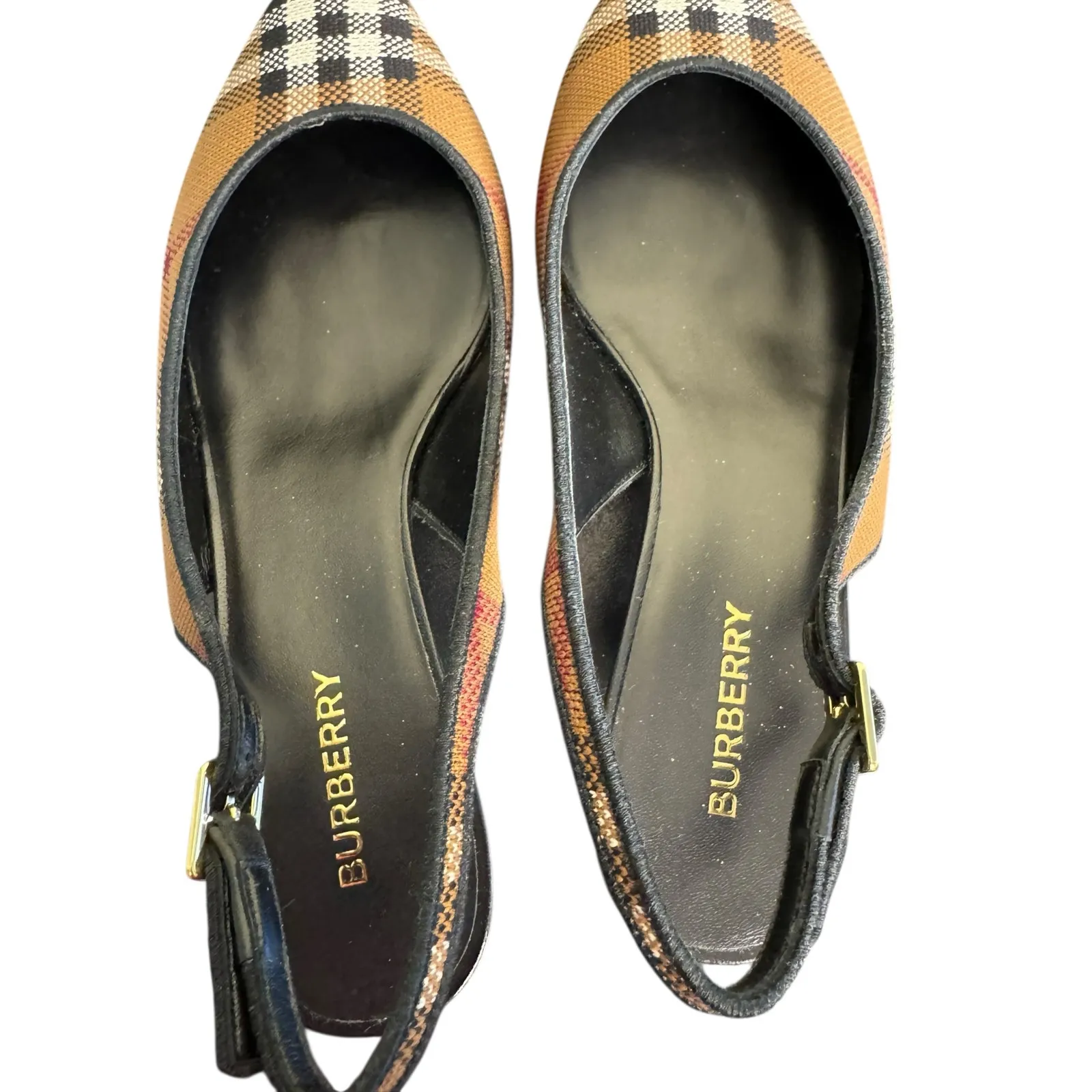 Burberry NIB Summer Check Slingback Pump in Dark Birch Brown Check Size 39 - Image 13