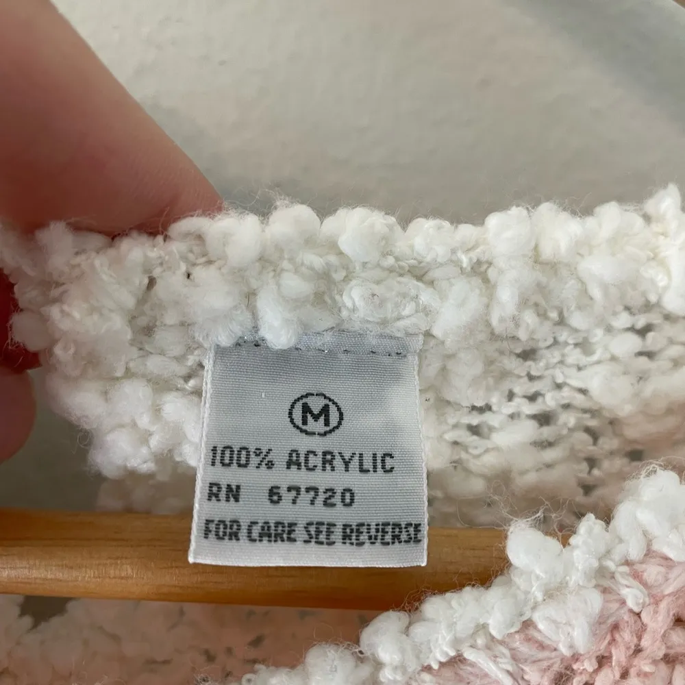 Vintage Sarit Cream Sweater Vest Size Medium Pink - Image 6