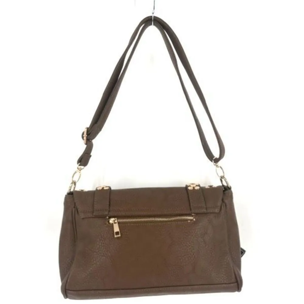 NWT MMS Design Studio Brown & Gold Studded vegan leather Crossbody shoulder Bag - Image 15