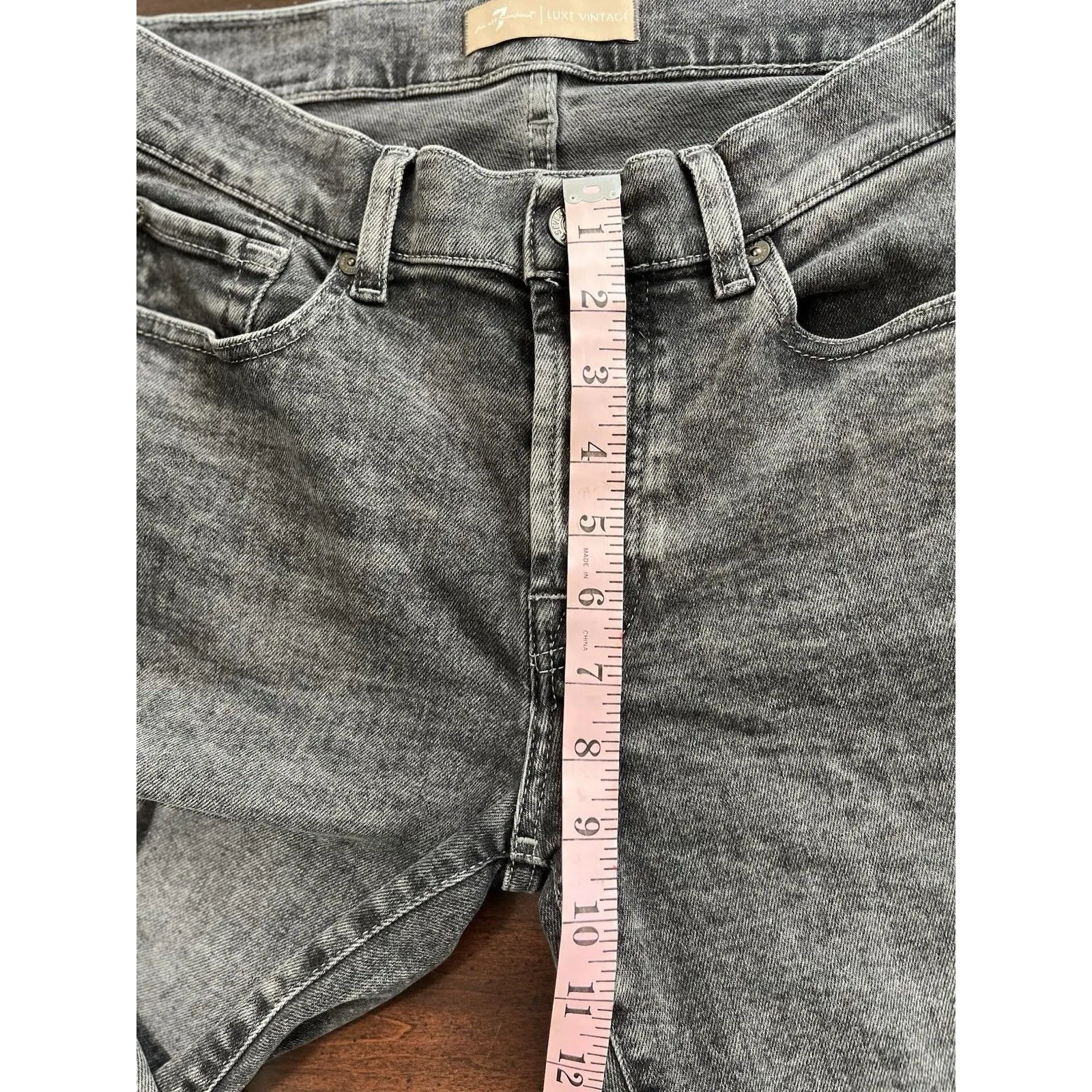 7 For All Mankind Luxe Vintage Josefina 27 Boyfriend Faded Black Button Fly Crop - Image 4