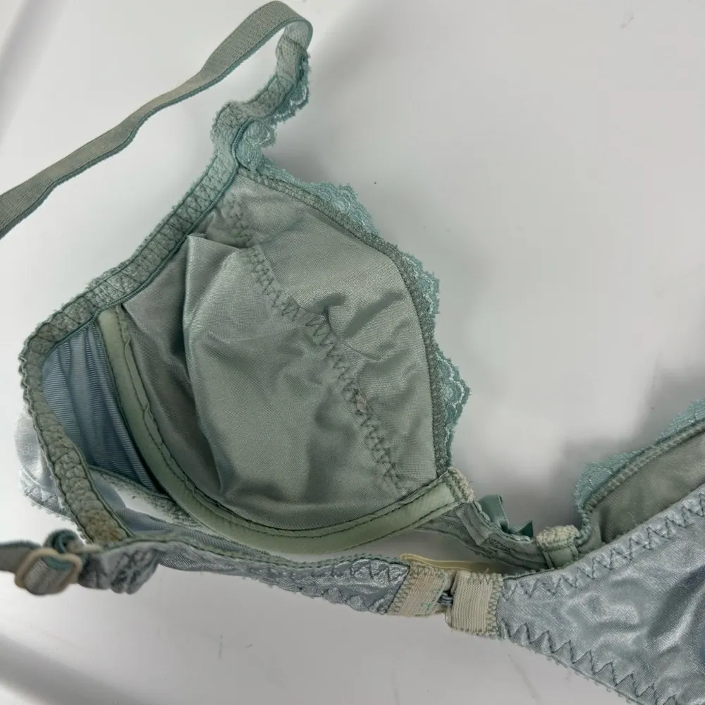 Vtg Victoria’s Secret Gold Label Blue Lace Bra Sz 36A Padded - Image 12