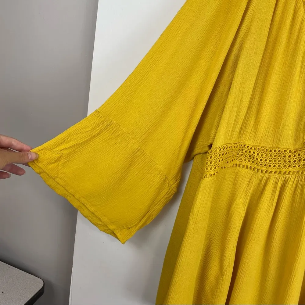 Torrid Crochet Lace Up Babydoll Blouse Top Yellow Sz 4X - Image 9